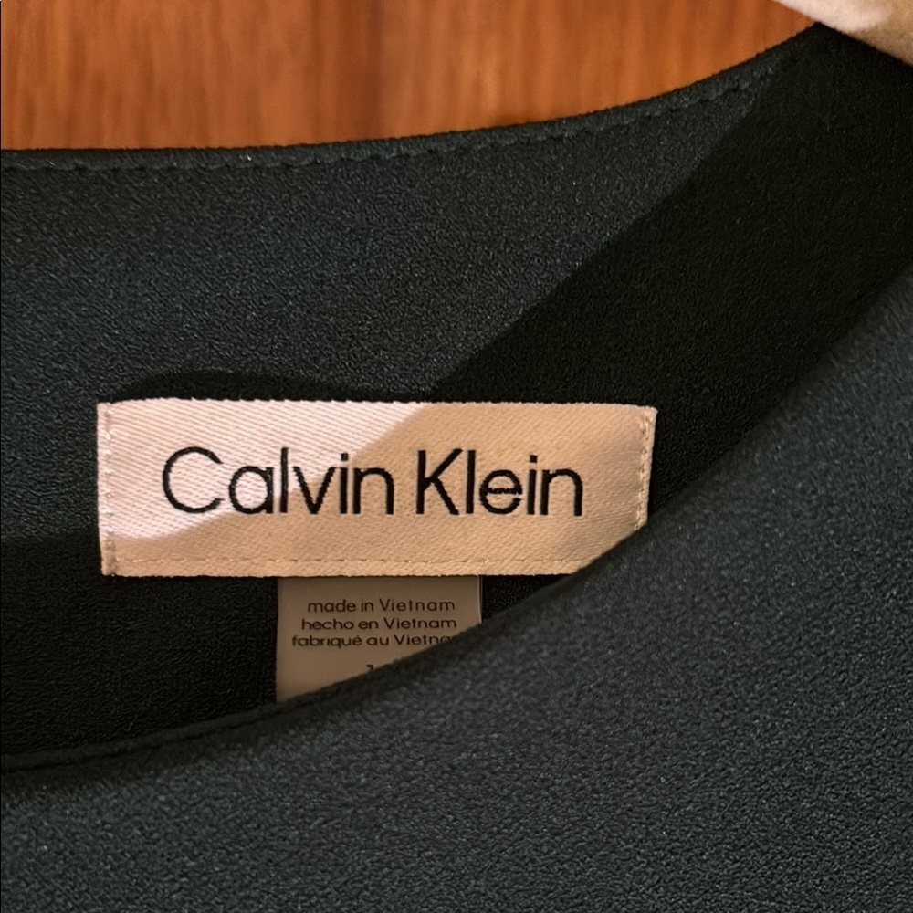 NWOT Calvin Klein Green Sheath Midi Dress Crew Neck 10 - Picture 3 of 5